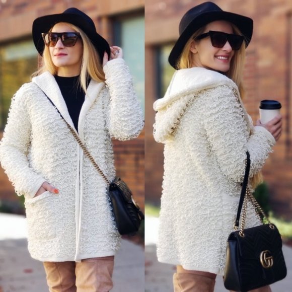 Cardigan with Loop Fringe Hoodie - Picture 3 of 5